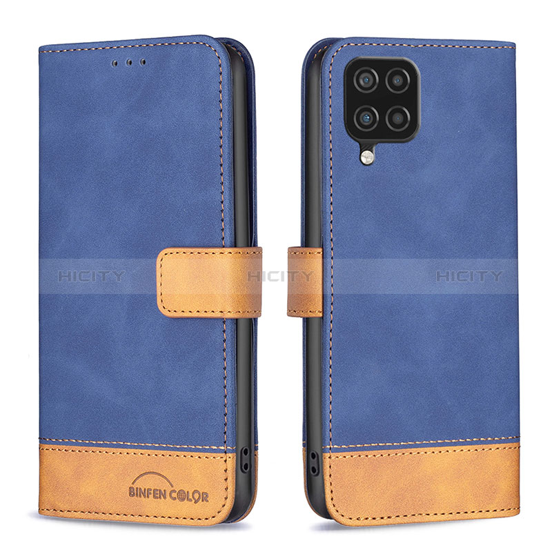 Funda de Cuero Cartera con Soporte Carcasa B02F para Samsung Galaxy A12 5G Azul