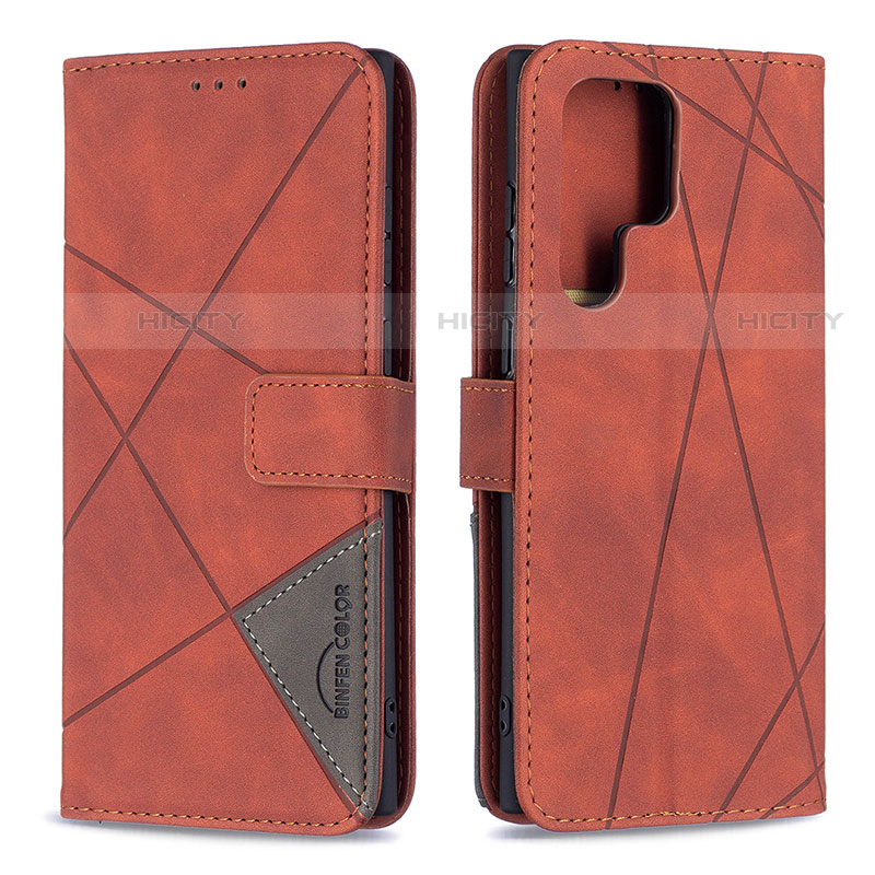 Funda de Cuero Cartera con Soporte Carcasa B02F para Samsung Galaxy S23 Ultra 5G Marron