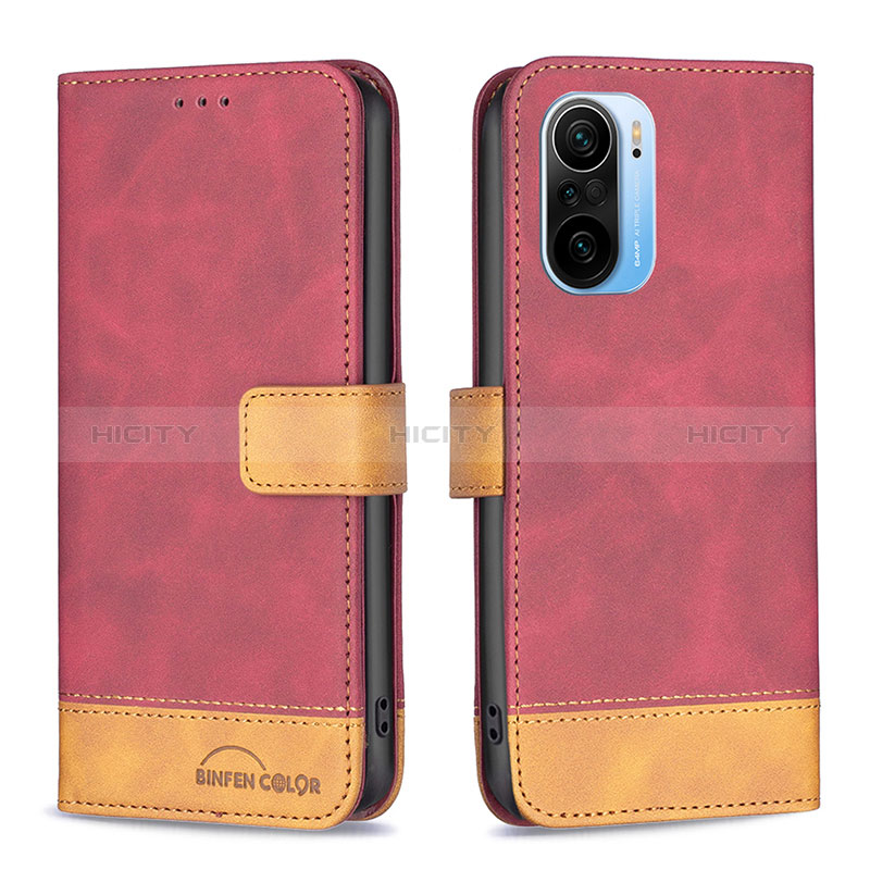 Funda de Cuero Cartera con Soporte Carcasa B02F para Xiaomi Mi 11i 5G Rojo