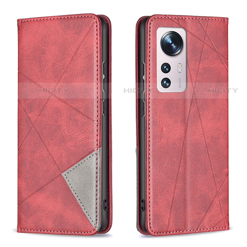 Funda de Cuero Cartera con Soporte Carcasa B02F para Xiaomi Mi 12S 5G Rojo