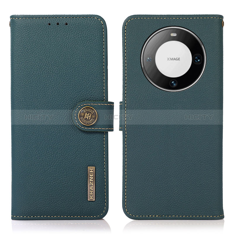 Funda de Cuero Cartera con Soporte Carcasa B02H para Huawei Mate 60 Verde