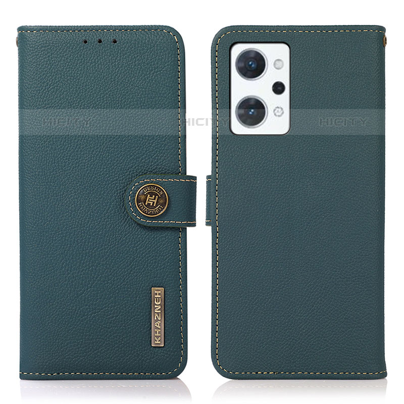 Funda de Cuero Cartera con Soporte Carcasa B02H para Oppo Reno7 A Verde