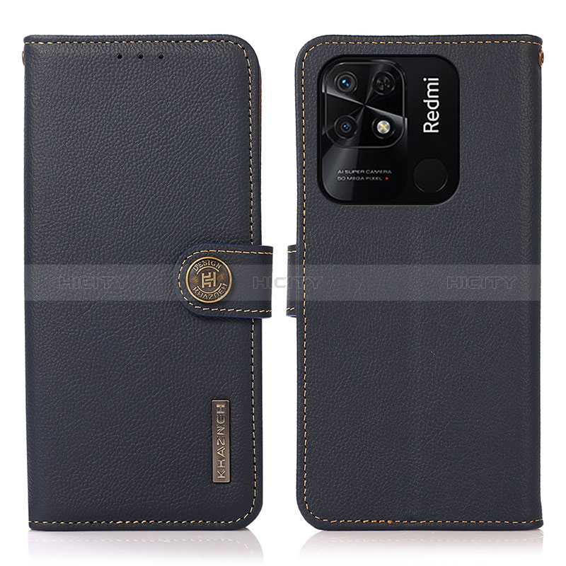 Funda de Cuero Cartera con Soporte Carcasa B02H para Xiaomi Redmi 10 India Azul