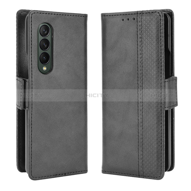 Funda de Cuero Cartera con Soporte Carcasa B02Y para Samsung Galaxy Z Fold3 5G Negro