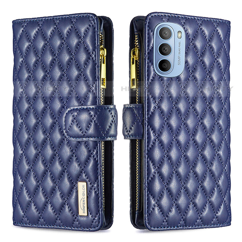 Funda de Cuero Cartera con Soporte Carcasa B03F para Motorola Moto G31 Azul