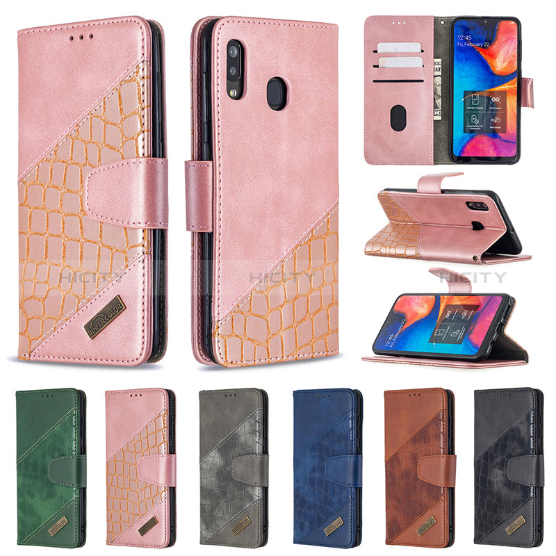 Funda de Cuero Cartera con Soporte Carcasa B03F para Samsung Galaxy A20