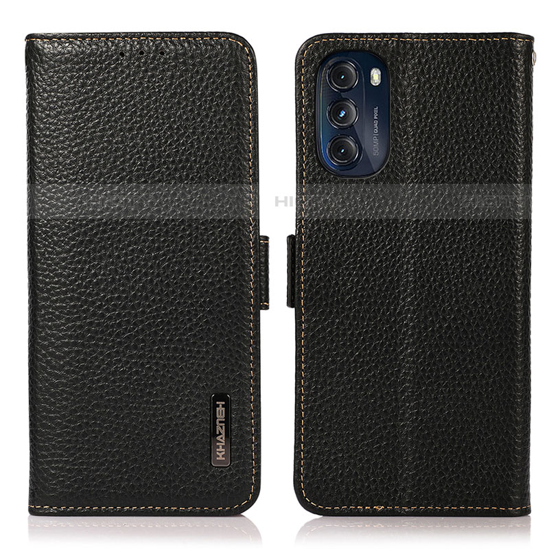 Funda de Cuero Cartera con Soporte Carcasa B03H para Motorola Moto G 5G (2022) Negro