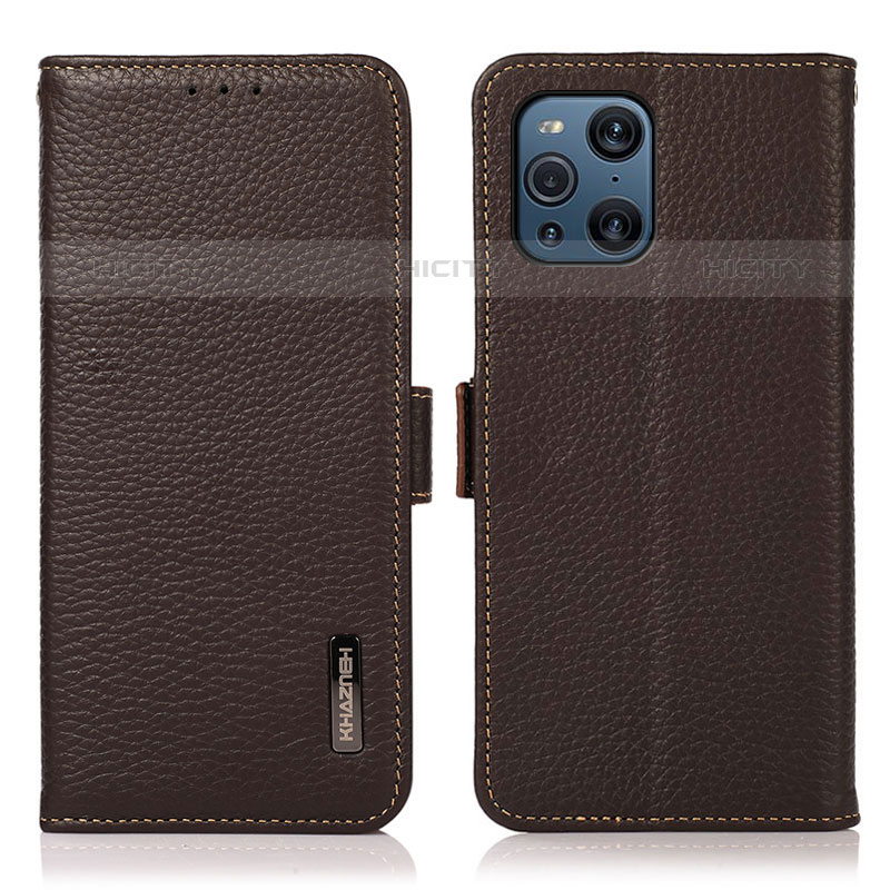 Funda de Cuero Cartera con Soporte Carcasa B03H para Oppo Find X3 Pro 5G Marron