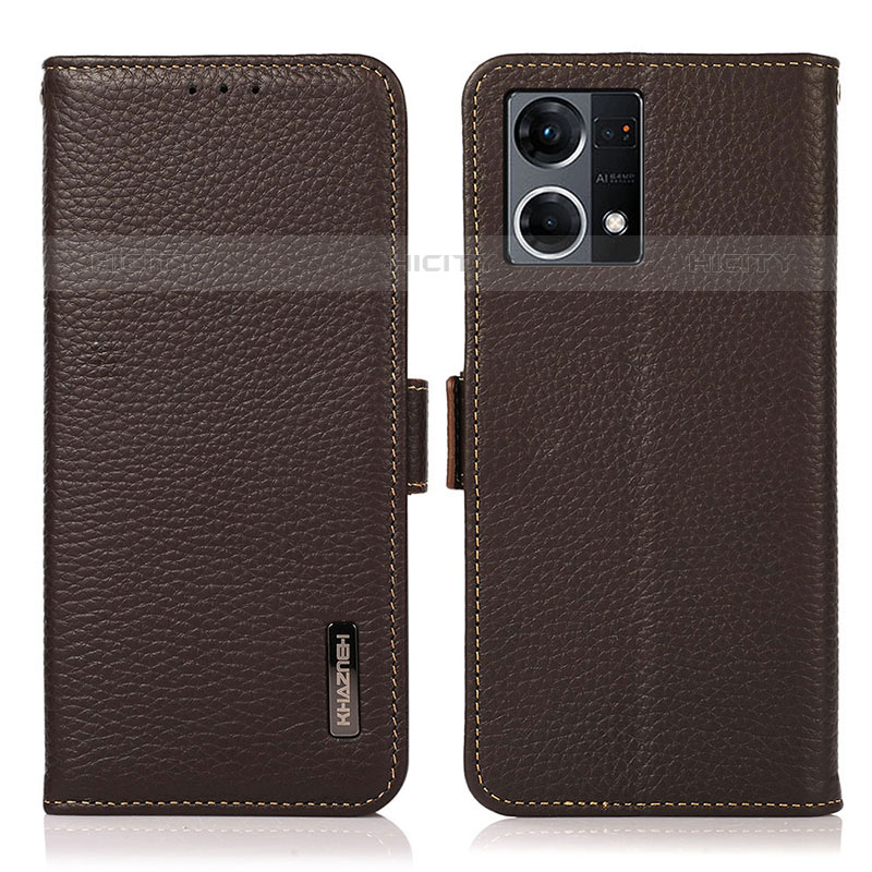 Funda de Cuero Cartera con Soporte Carcasa B03H para Oppo Reno7 4G Marron