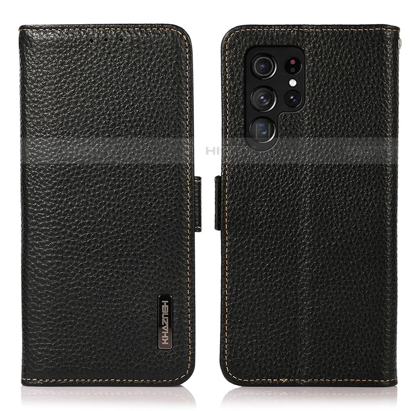 Funda de Cuero Cartera con Soporte Carcasa B03H para Samsung Galaxy S22 Ultra 5G Negro