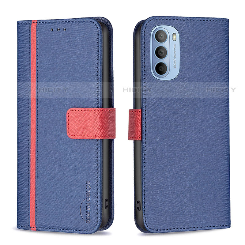 Funda de Cuero Cartera con Soporte Carcasa B04F para Motorola Moto G31 Azul