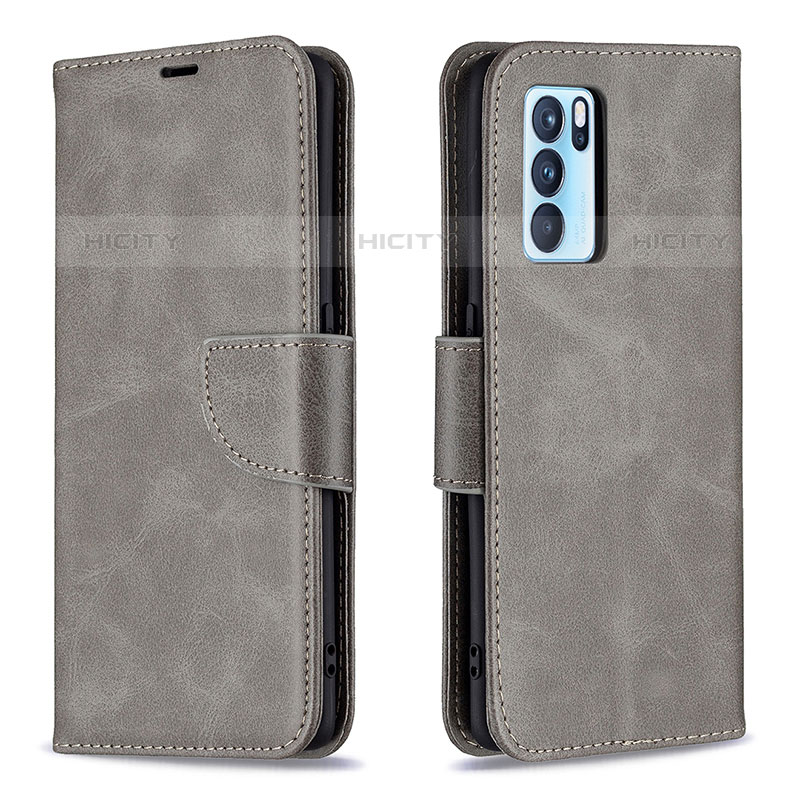 Funda de Cuero Cartera con Soporte Carcasa B04F para Oppo Reno6 Pro 5G India