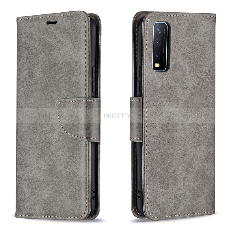 Funda de Cuero Cartera con Soporte Carcasa B04F para Vivo Y20s Gris