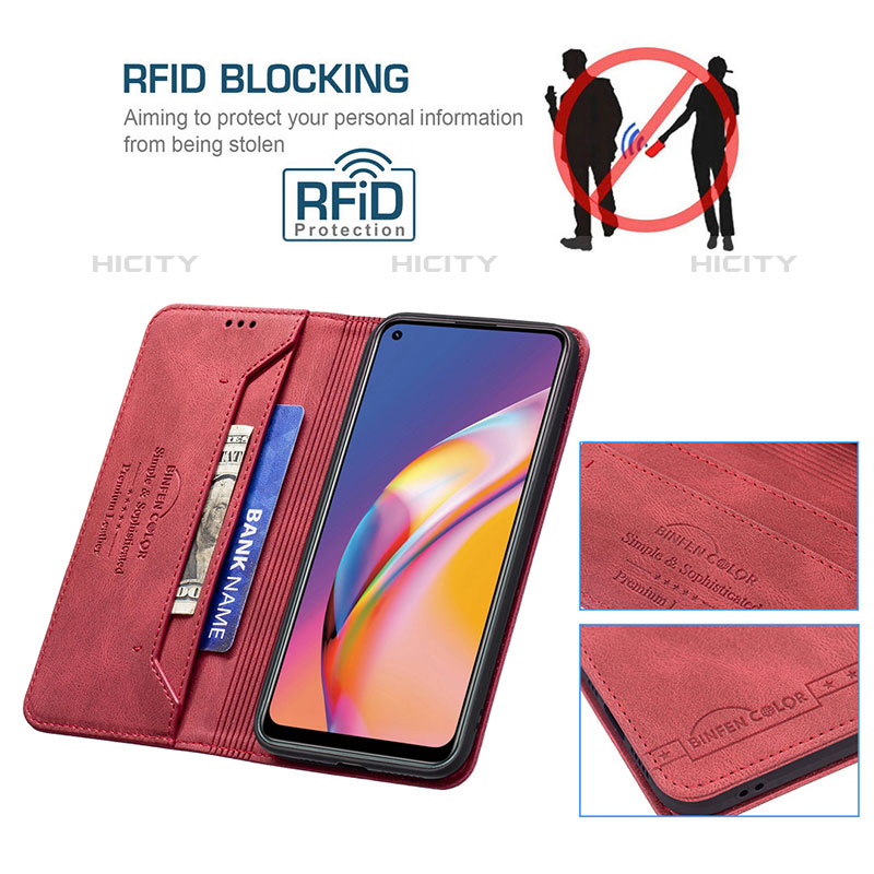 Funda de Cuero Cartera con Soporte Carcasa B05F para Oppo Reno5 Lite