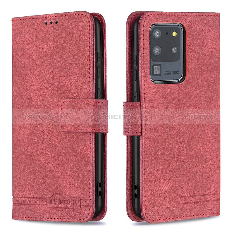 Funda de Cuero Cartera con Soporte Carcasa B05F para Samsung Galaxy S20 Ultra 5G Rojo