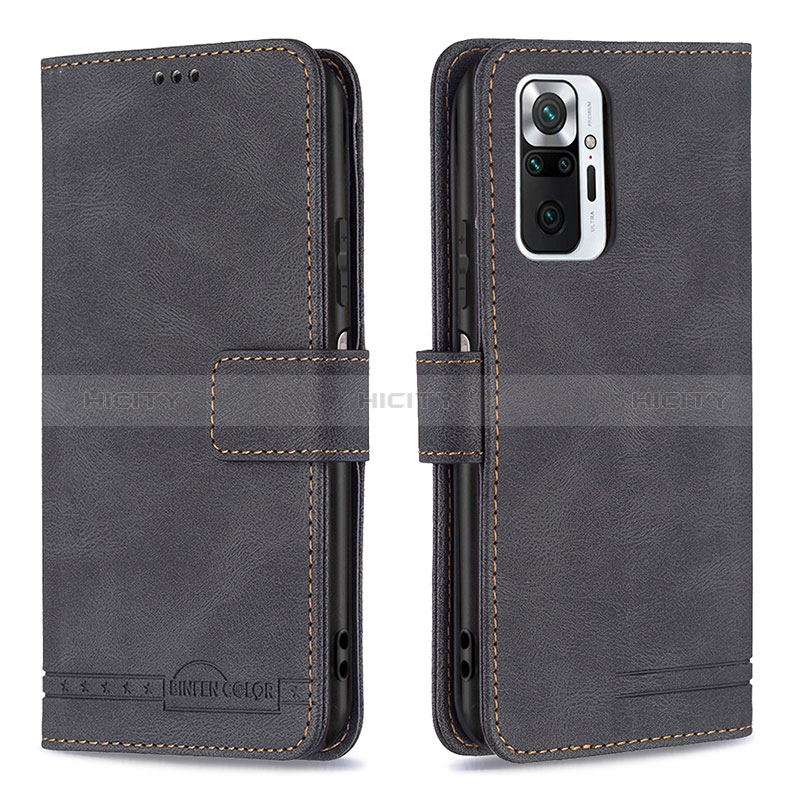 Funda de Cuero Cartera con Soporte Carcasa B05F para Xiaomi Redmi Note 10 Pro 4G Negro