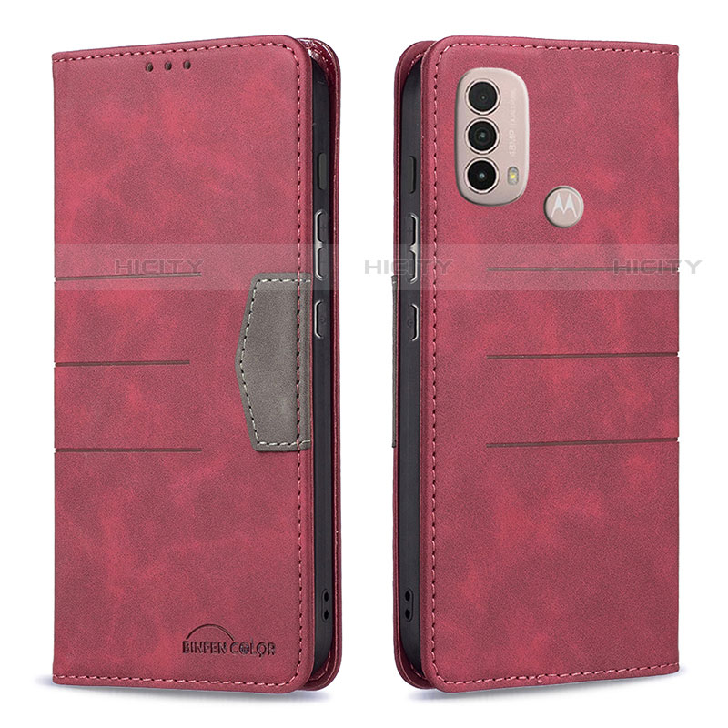 Funda de Cuero Cartera con Soporte Carcasa B06F para Motorola Moto E20 Rojo