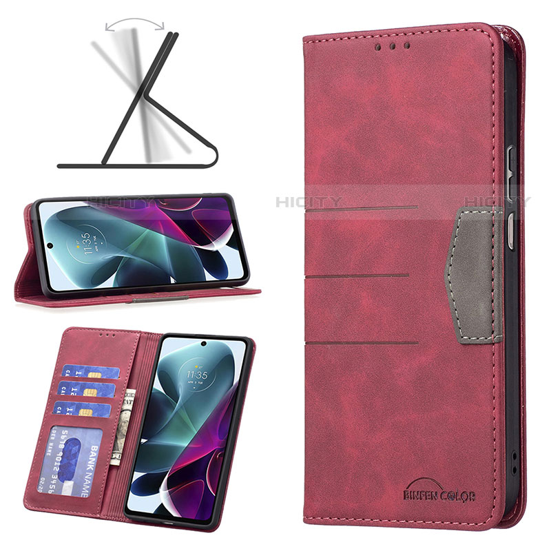 Funda de Cuero Cartera con Soporte Carcasa B06F para Motorola Moto G200 5G