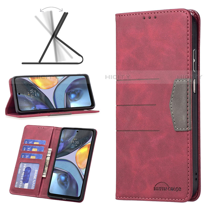 Funda de Cuero Cartera con Soporte Carcasa B06F para Motorola Moto G22