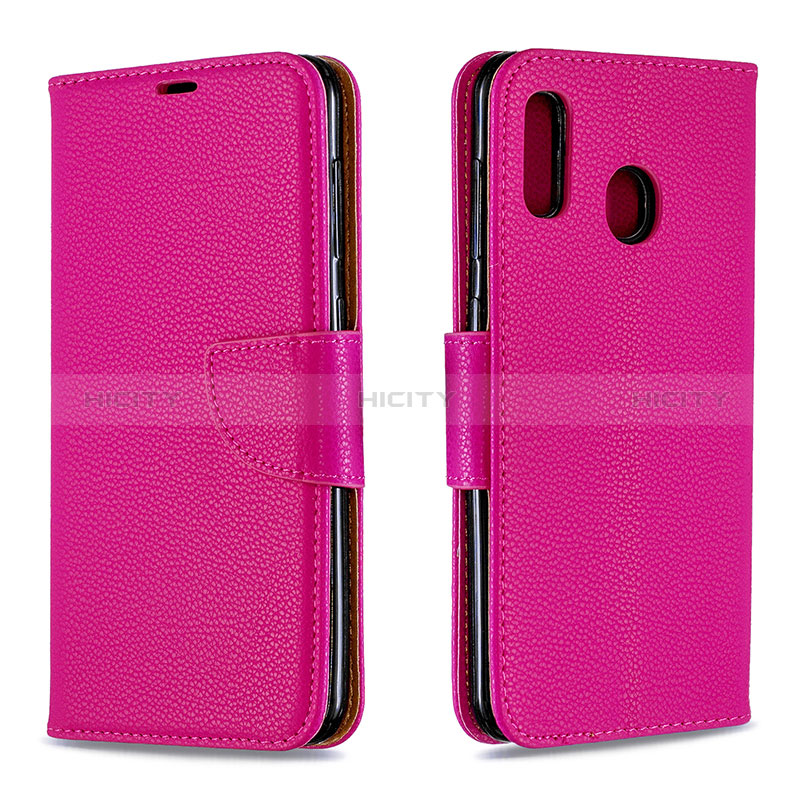 Funda de Cuero Cartera con Soporte Carcasa B06F para Samsung Galaxy A20 Rosa Roja