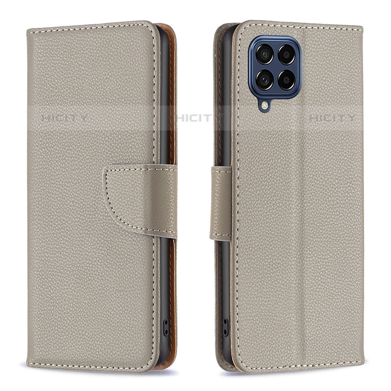 Funda de Cuero Cartera con Soporte Carcasa B06F para Samsung Galaxy M53 5G Gris