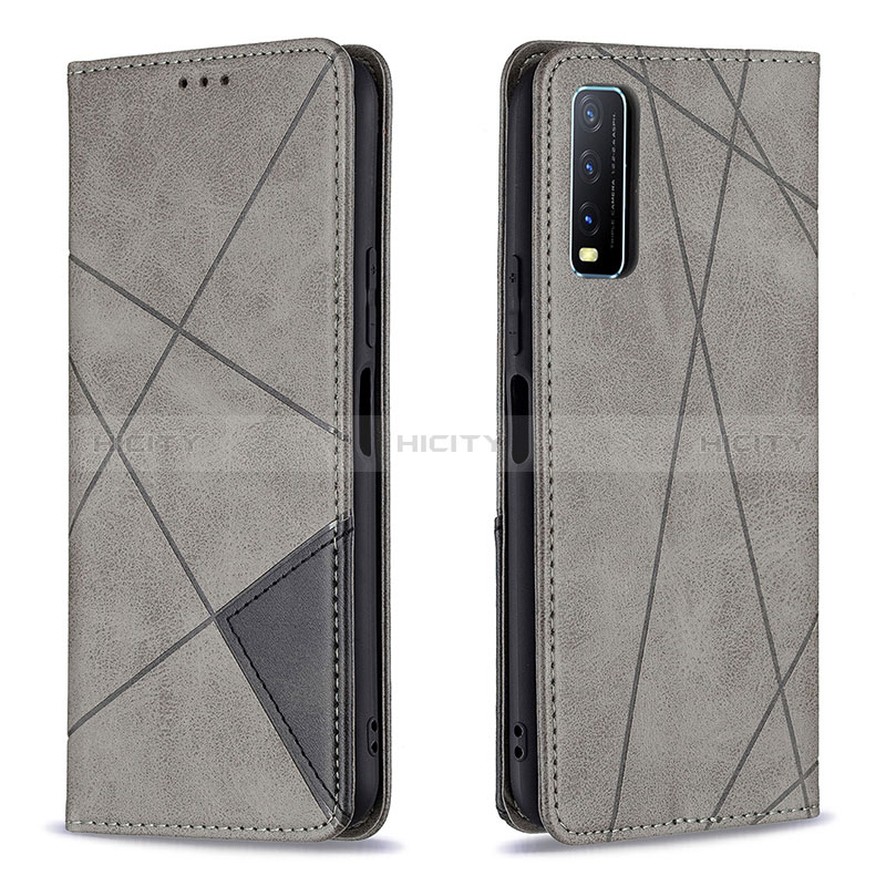 Funda de Cuero Cartera con Soporte Carcasa B07F para Vivo Y20s Gris