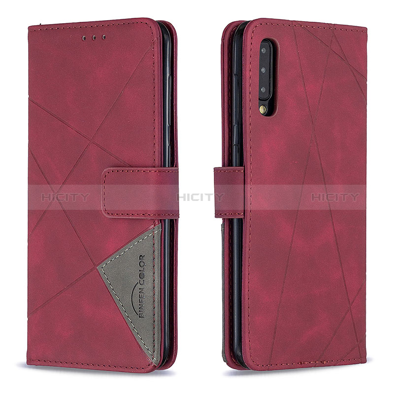 Funda de Cuero Cartera con Soporte Carcasa B08F para Samsung Galaxy A50S Rojo