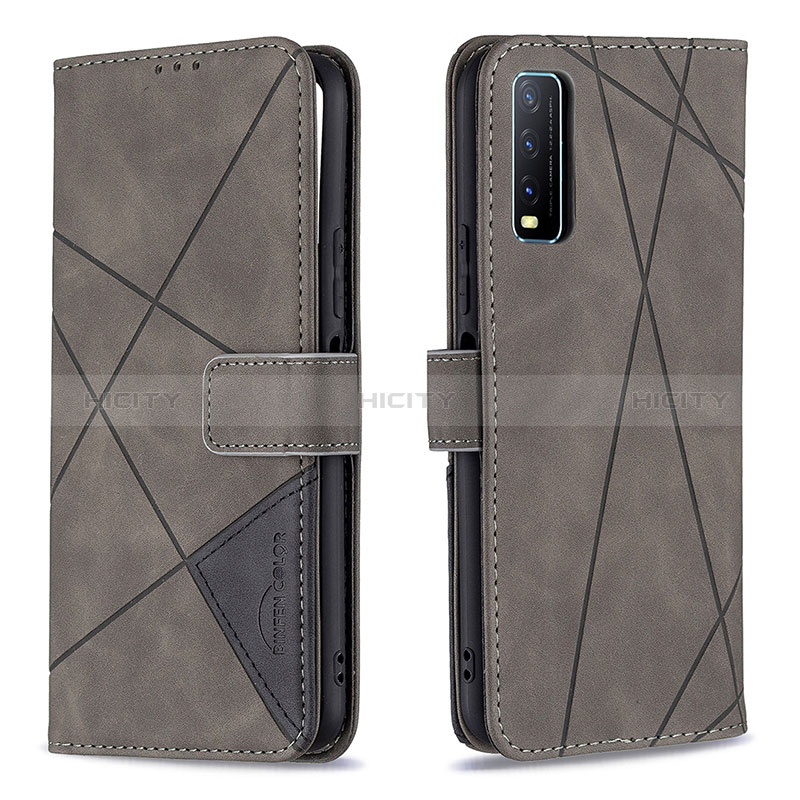 Funda de Cuero Cartera con Soporte Carcasa B08F para Vivo Y11s Gris