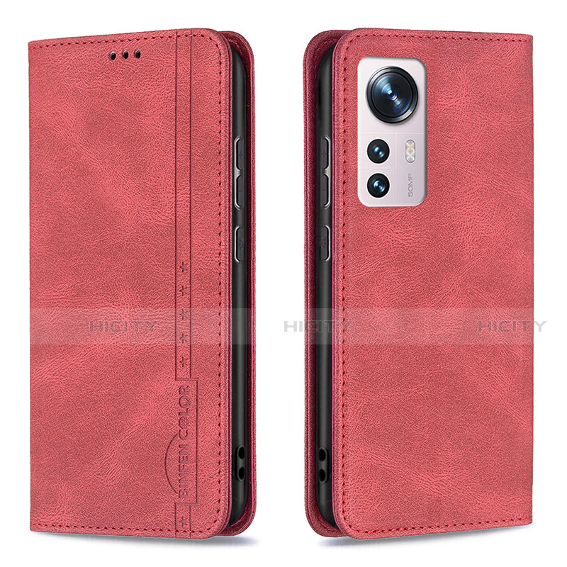Funda de Cuero Cartera con Soporte Carcasa B09F para Xiaomi Mi 12 5G Rojo