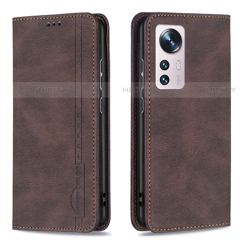 Funda de Cuero Cartera con Soporte Carcasa B09F para Xiaomi Mi 12 Pro 5G Marron