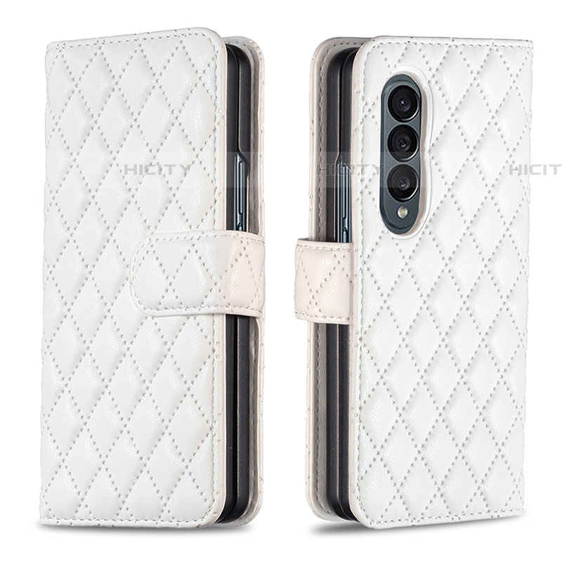 Funda de Cuero Cartera con Soporte Carcasa B10F para Samsung Galaxy Z Fold4 5G Blanco