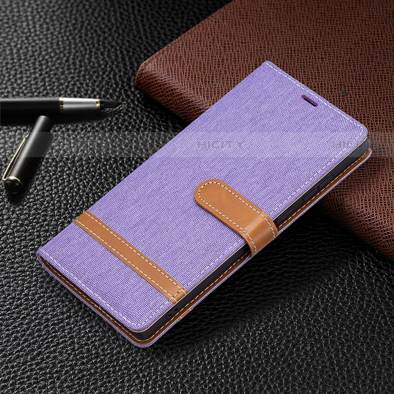 Funda de Cuero Cartera con Soporte Carcasa B11F para Samsung Galaxy S21 Ultra 5G Purpura Claro