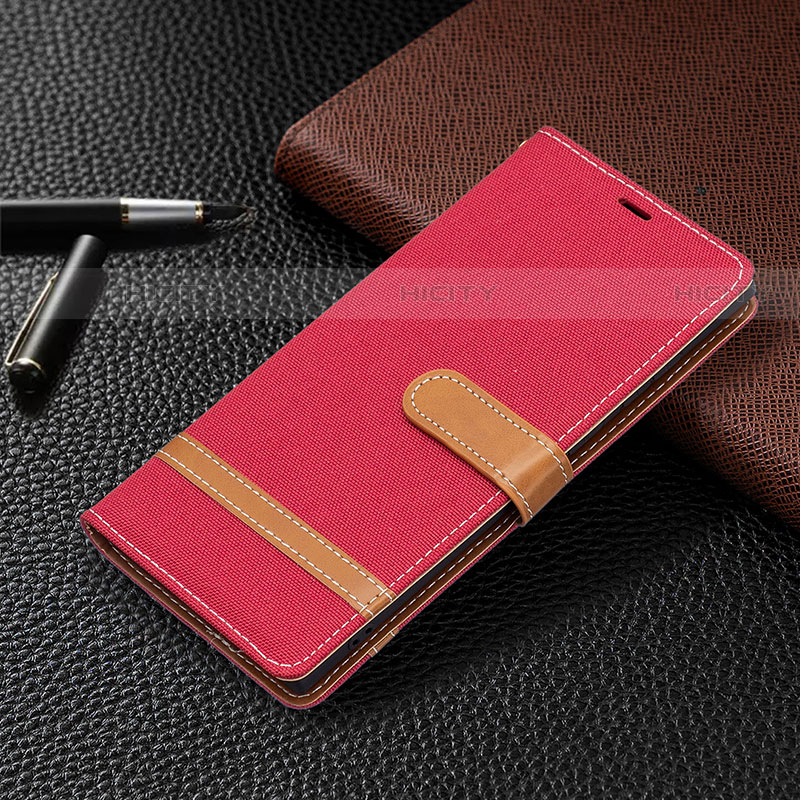 Funda de Cuero Cartera con Soporte Carcasa B11F para Samsung Galaxy S22 Ultra 5G Rojo