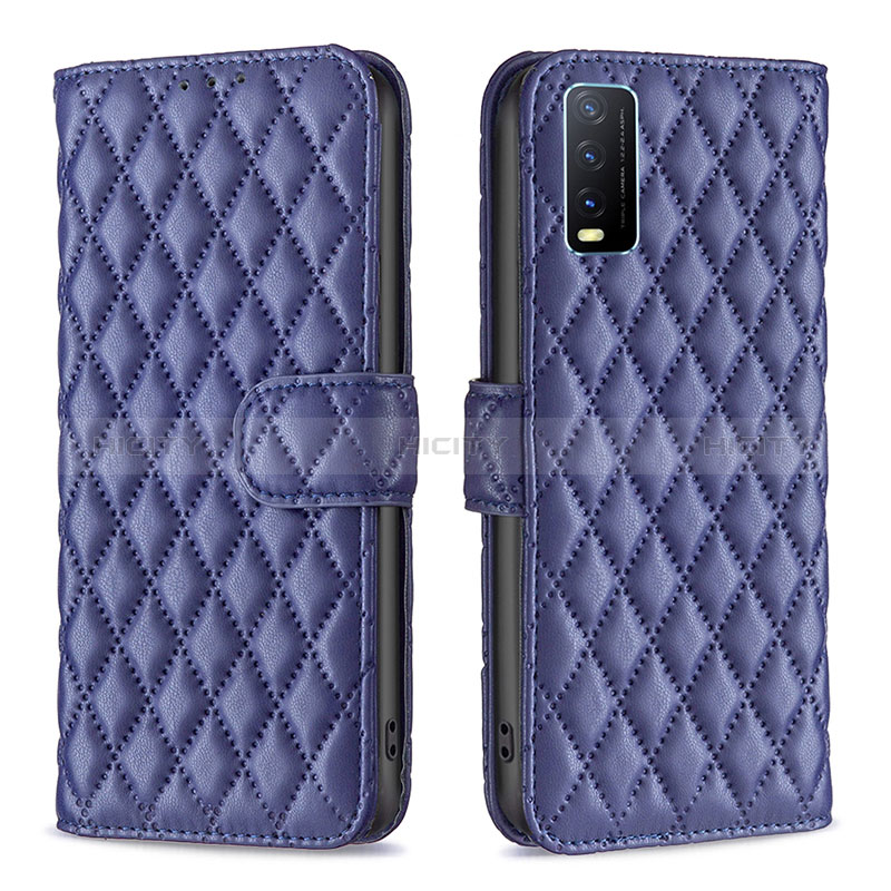 Funda de Cuero Cartera con Soporte Carcasa B11F para Vivo Y12s Azul