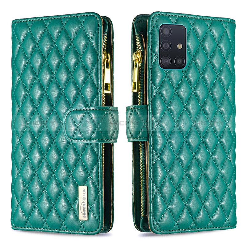 Funda de Cuero Cartera con Soporte Carcasa B12F para Samsung Galaxy A51 5G Verde