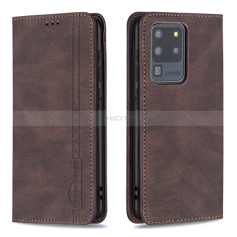 Funda de Cuero Cartera con Soporte Carcasa B15F para Samsung Galaxy S20 Ultra Marron