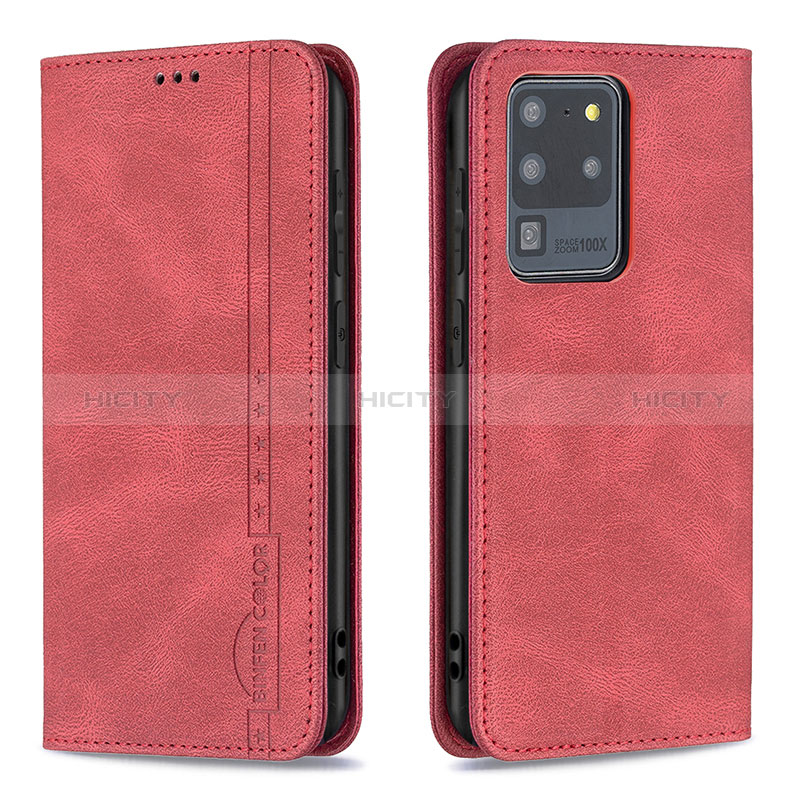 Funda de Cuero Cartera con Soporte Carcasa B15F para Samsung Galaxy S20 Ultra Rojo