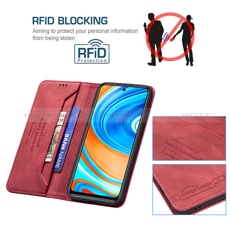 Funda de Cuero Cartera con Soporte Carcasa B15F para Xiaomi Redmi Note 9 Pro Max