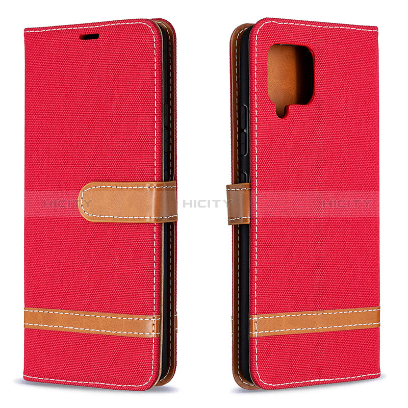 Funda de Cuero Cartera con Soporte Carcasa B16F para Samsung Galaxy A42 5G Rojo