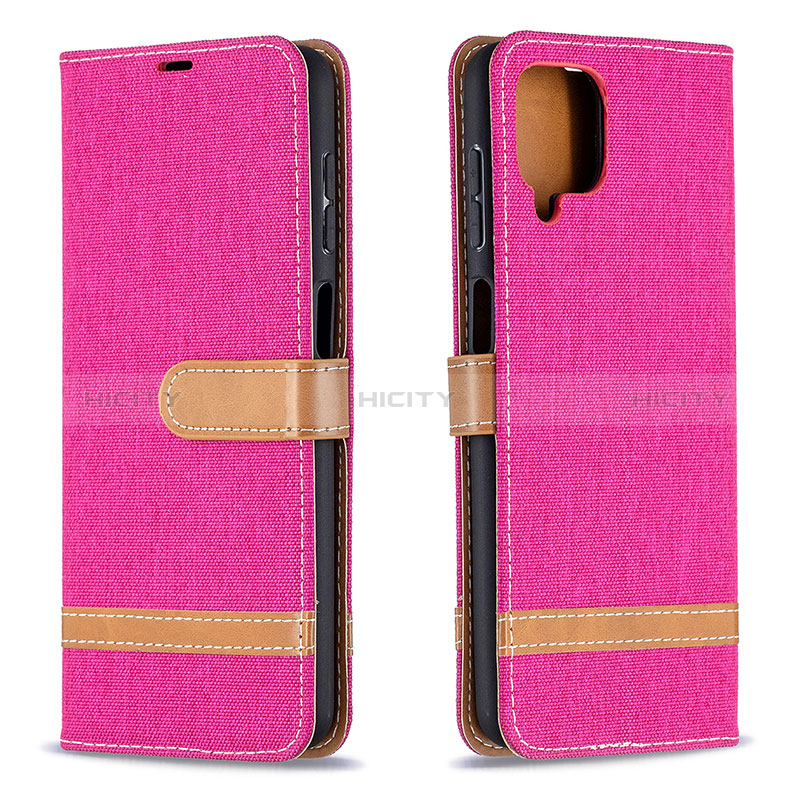 Funda de Cuero Cartera con Soporte Carcasa B16F para Samsung Galaxy F12 Rosa Roja