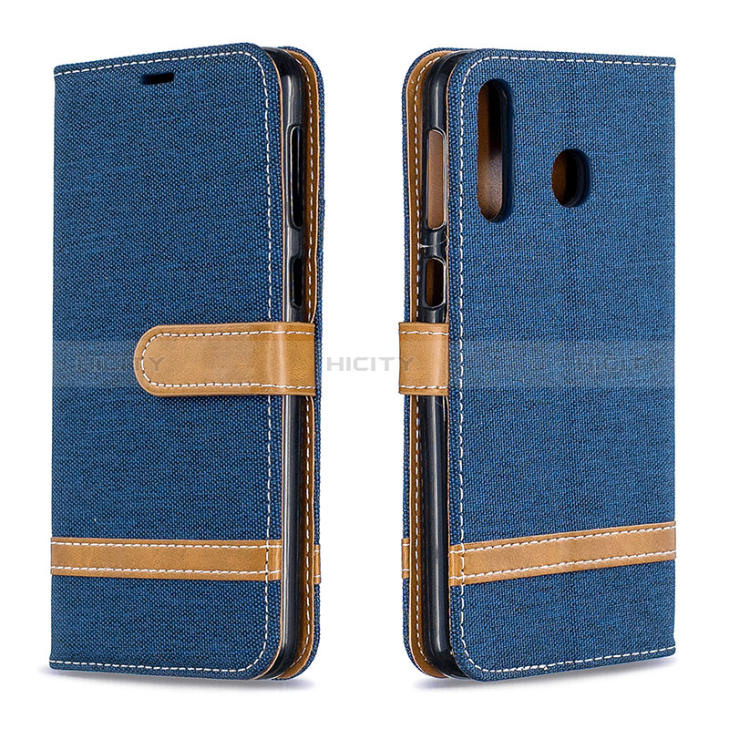 Funda de Cuero Cartera con Soporte Carcasa B16F para Samsung Galaxy M30 Azul Real