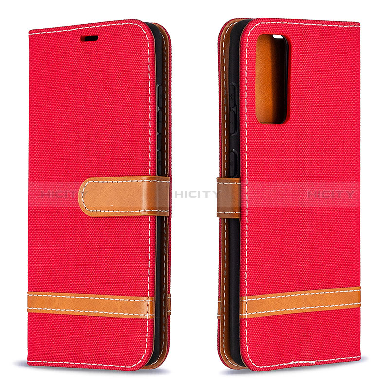 Funda de Cuero Cartera con Soporte Carcasa B16F para Samsung Galaxy S20 Lite 5G Rojo