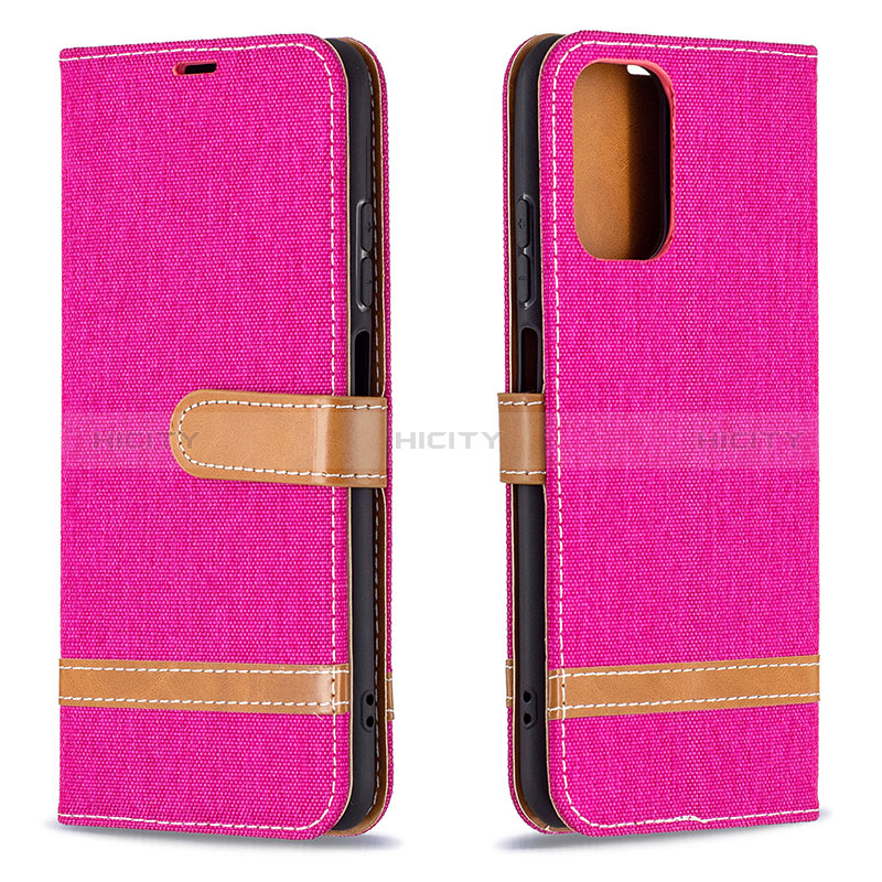 Funda de Cuero Cartera con Soporte Carcasa B16F para Xiaomi Redmi Note 10 4G Rosa Roja