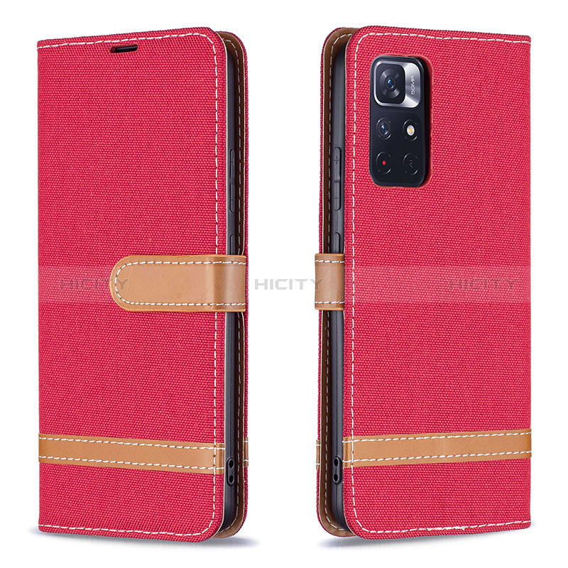 Funda de Cuero Cartera con Soporte Carcasa B16F para Xiaomi Redmi Note 11S 5G Rojo