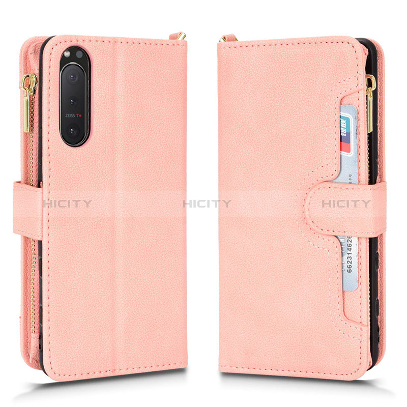 Funda de Cuero Cartera con Soporte Carcasa BY2 para Sony Xperia 5 II Oro Rosa