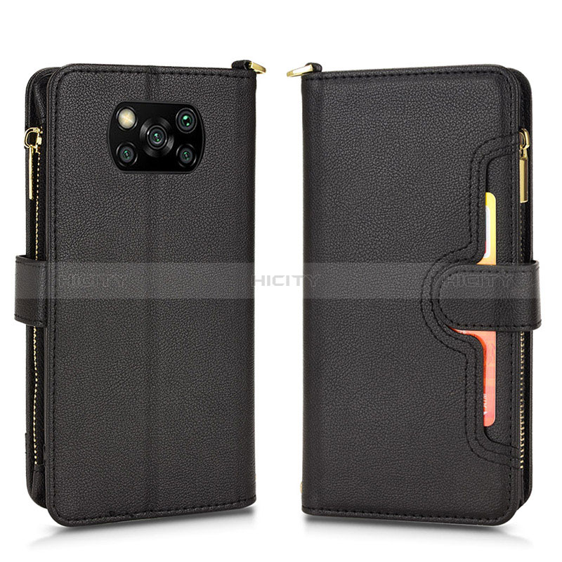 Funda de Cuero Cartera con Soporte Carcasa BY2 para Xiaomi Poco X3 Pro Negro