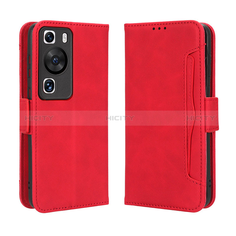 Funda de Cuero Cartera con Soporte Carcasa BY3 para Huawei P60 Rojo