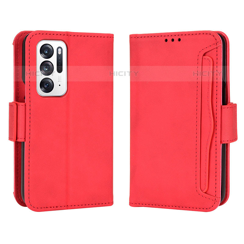 Funda de Cuero Cartera con Soporte Carcasa BY3 para Oppo Find N 5G Rojo