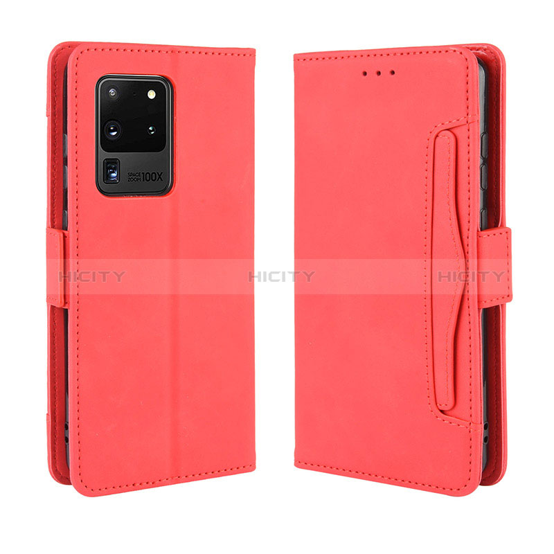 Funda de Cuero Cartera con Soporte Carcasa BY3 para Samsung Galaxy S20 Ultra 5G Rojo
