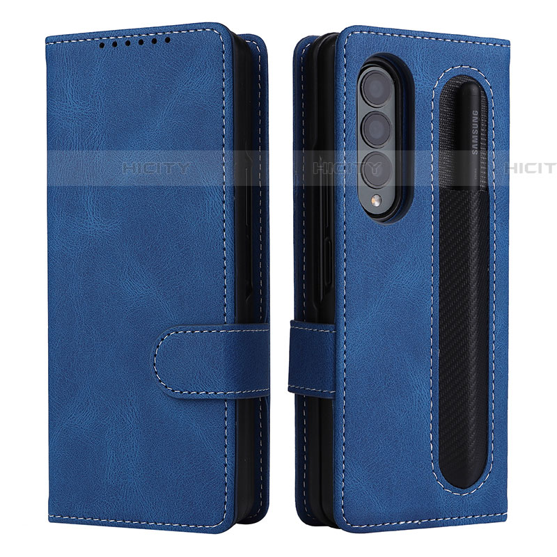 Funda de Cuero Cartera con Soporte Carcasa BY3 para Samsung Galaxy Z Fold4 5G Azul